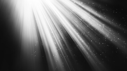 A beam of light shining down from the top left corner, with rays spreading out to form an abstract background on a black and white gradient background.