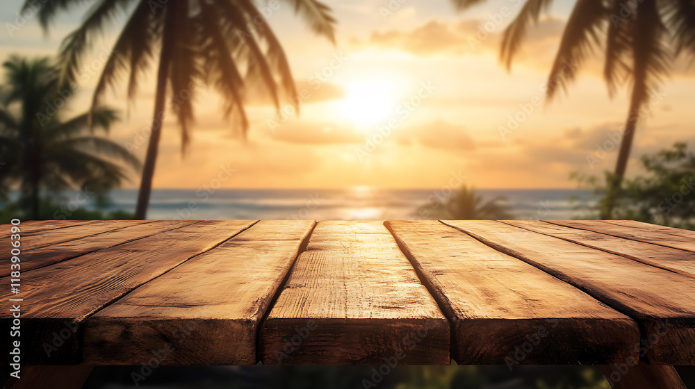 Aufkleber background for product display or montage empty wooden table top with a blurred background of a japa