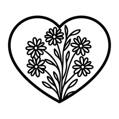Valentine floral heart vector illustration, laser cut heart template 