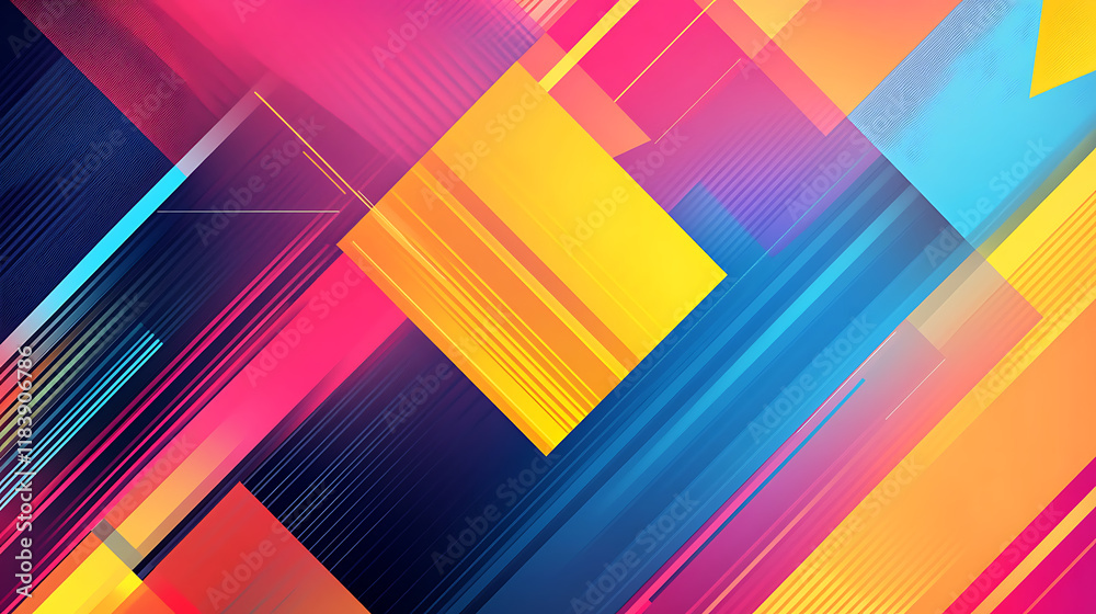 Poster Abstract geometric colorful background with bright lines