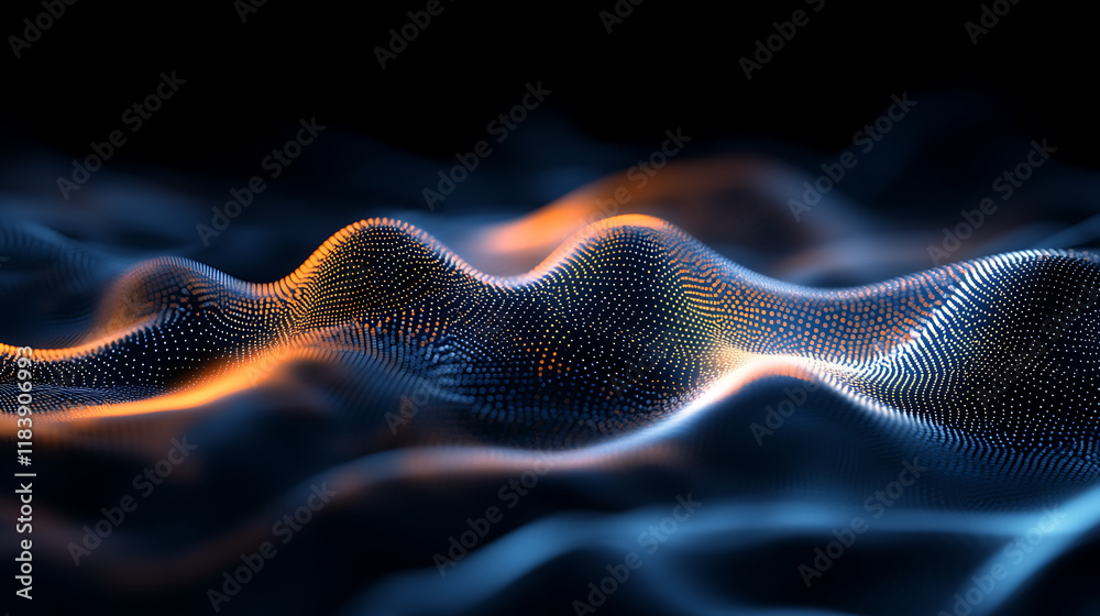 Poster abstract wave lights pattern on black background