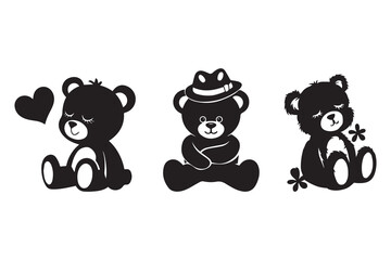cute teddy bear silhouette and vector