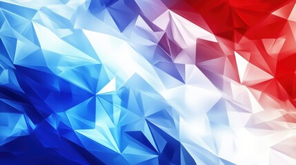 Obraz premium Technology bright low poly connection abstract background. Blue and red blurred futuristic vector design