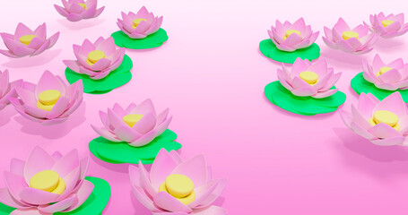 Lotus Flower 3D Cartoon Render Background
