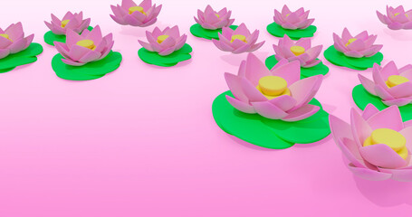 Lotus Flower 3D Cartoon Render Background