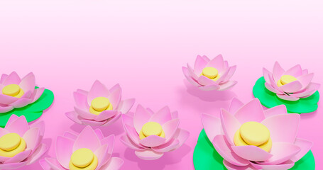Lotus Flower 3D Cartoon Render Background