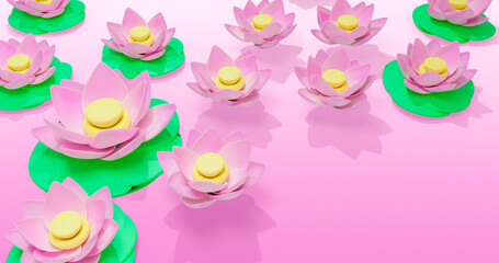 Lotus Flower 3D Cartoon Render Background