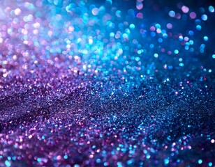 Abstract background wih blue and purple glitters on selective focusGenerated image