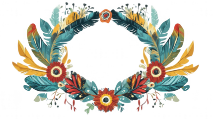 Carnival Festival-Themed Ornate Frame - Flat Vector, Isolated on White, PNG File, Transparent Background