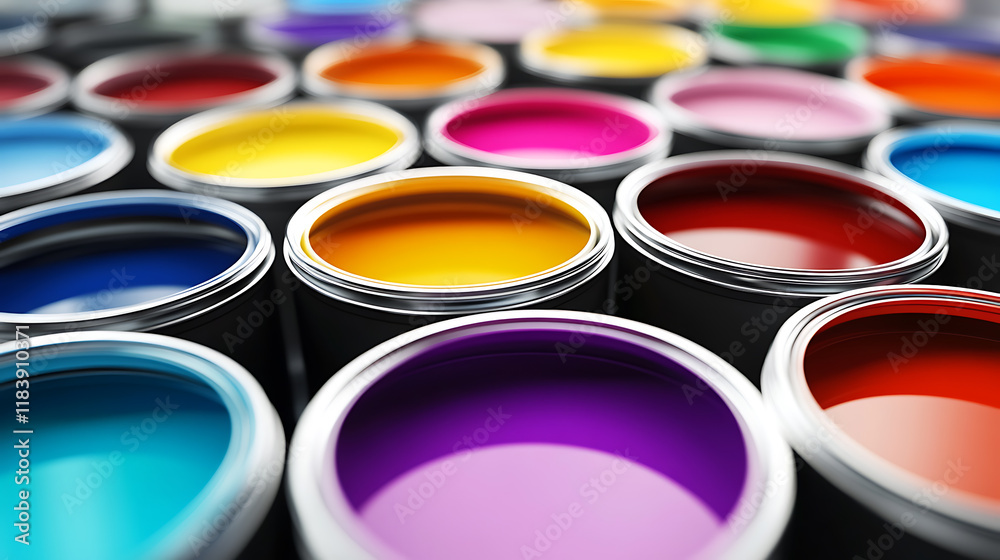 Poster cans of paint of different colors background
