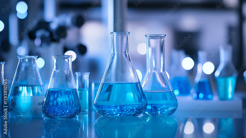 Poster chemistry science theme enhanced by a captivating laboratory glassware setting