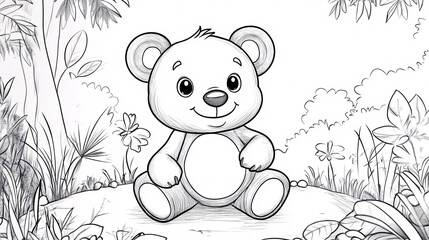 Naklejka premium A simple coloring page for a 5-year-old child, featuring a cute and easy design.