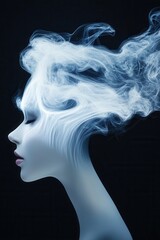 Surreal portrait of woman with smoke hair
