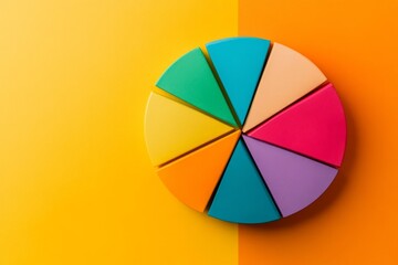 Obraz premium Colorful circular arrangement of segmented chalk pieces on vibrant background.