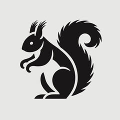 Fototapeta premium very simple flat and minimalist Squirrel silhouette in black on a white background