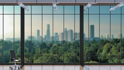 Obraz premium テレビ会議 背景用 CG オフィス外観 都市 高層ビル cityscape video conferencing background