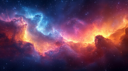 Fototapeta premium Cosmic nebula spreading across starry space, celestial exploration concept with vibrant colors