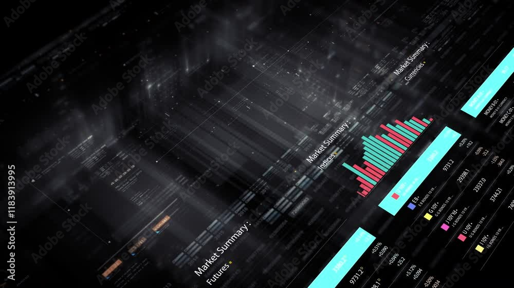 Poster Dynamic data visuals for business info graphics, animated charts, and data-driven insights for a business meeting mock-up. Explore the world of trading, stock exchanges, and crypto