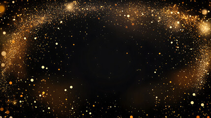 Fototapeta premium Golden sparkler border on black background