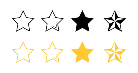 Obraz premium Star icons. Flat, linear and silhouette style. Vector icons.