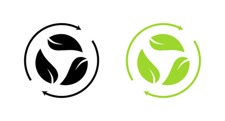 Recycling sign icons. Ecology icons. Silhouette and flat style. Vector icons.