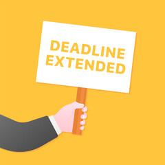 Deadline extended message icon. Flat style. Vector icon.