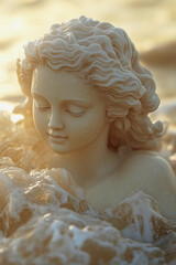 Fototapeta premium Marble statue: the birth of the goddess of beauty and love Aphrodite (Venus). Mythology of ancient Greece and Rome.