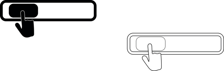 Digital unlock vector. Slider icon with finger point. Answer a call. Concept of user interface badge or enable gadget.