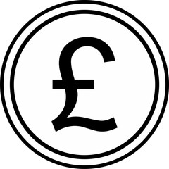 Pound Sterling Currency Money Sign in a Circle Icon. Vector Image.