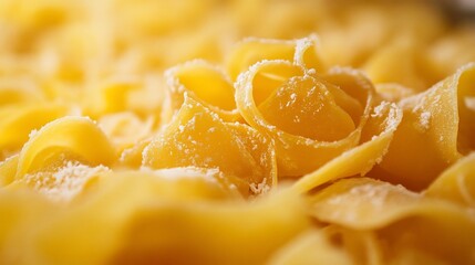 Close-up pasta swirls, parmesan, kitchen, cooking