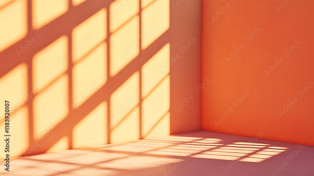 Poster realistic abstract shadow on the wall with warm filter