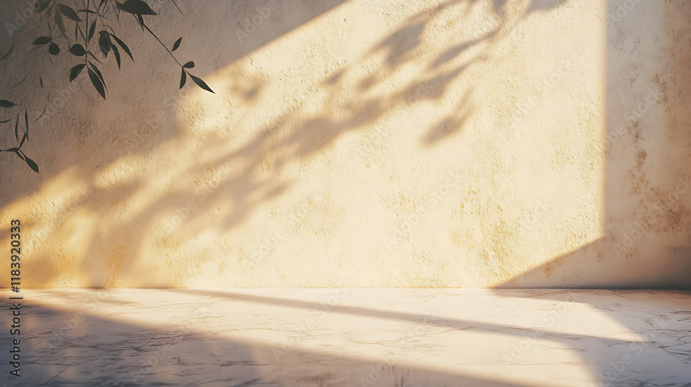 Aufkleber realistic abstract shadow on the wall with warm filter