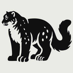 Fototapeta premium very simple flat and minimalist Snow Leopard silhouette in black on a white background