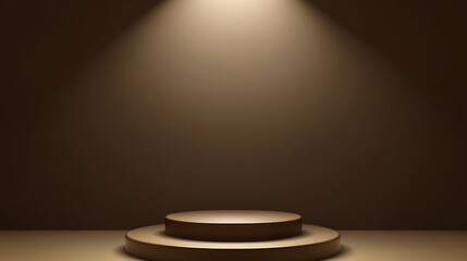 Obraz premium 3d background products display brown scene with platform. background vector 3d rendering with podium. Stage showcase on pedestal display beige studio background