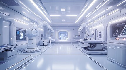 Fototapeta premium Futuristic sterile robotic surgery lab.