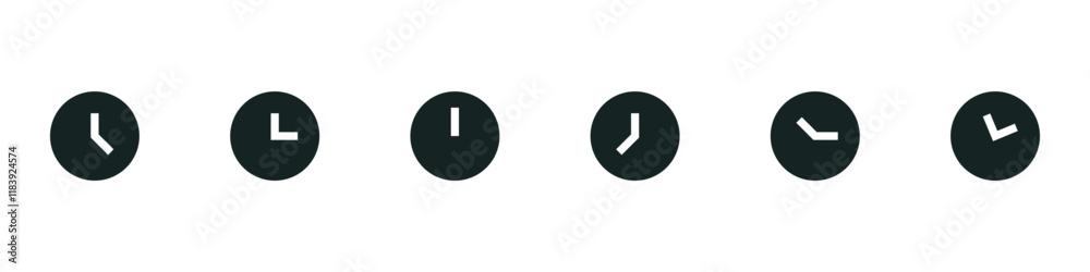 Poster time and clock icons set in flat style, timer symbol watch later sign in filled, line, outline icon for ui apps and website	