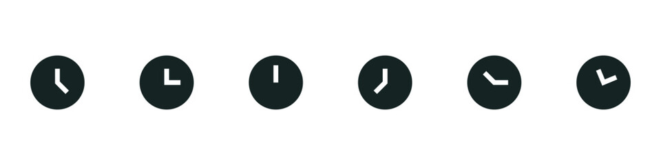 time and clock icons set in flat style, timer symbol watch later sign in filled, line, outline icon for ui apps and website	
