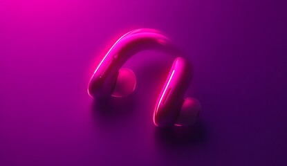Pink headphones on purple background.