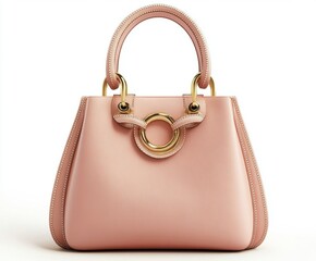 Elegant pink handbag featuring a gold ring detail for stylish accessorizing in the fashion world