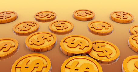 Coin 3D Cartoon Render Background