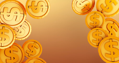 Coin 3D Cartoon Render Background