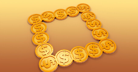 Coin 3D Cartoon Render Background