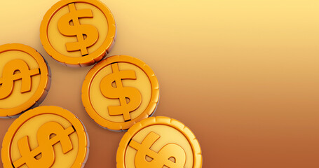 Coin 3D Cartoon Render Background