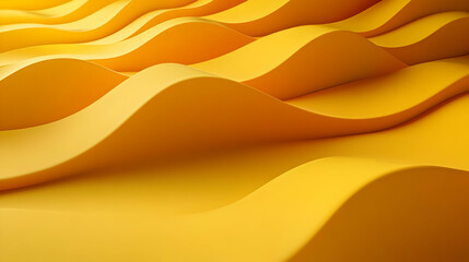 Abstract yellow waves, 3D render, background, design
