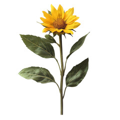 Vibrant sunflower with radiant yellow petals against a clean white backdrop, ideal for digital design and creative projects