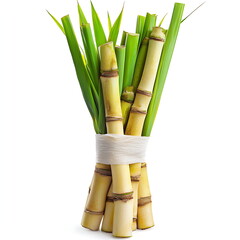Obraz premium Bamboo or sugar cane isolated on a white background