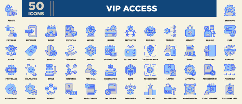 VIP Access Icon Set Blue Grey