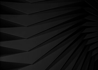 Abstract geometric black line pattern shapes on dark background. 3D illustration.
