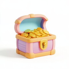 Colorful Treasure Chest Filled with Golden Coins for Kids' Themes