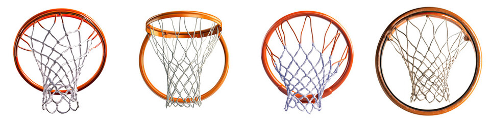 Basketball hoop – The circular structure with a net, used to score points in basketball Isolated on Clear White Background Highly Detailed